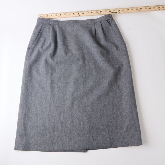 Vtg Pendleton Skirt 16 Gray 100% Wool Pleated Classic Old Money Minimalist Holes - Picture 7 of 10